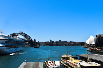 Panoramic view of bay bridge against clear sky