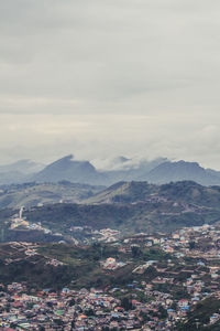 High angle view of townscape against sky