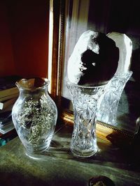 Close-up of an animal skull on table