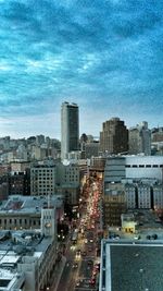 High angle view of cityscape against sky