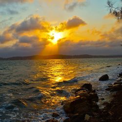 Scenic view of sea at sunset