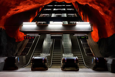 View of escalator at subway station