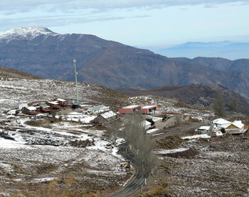 Aerial view of mountains against sky