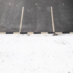 High angle view of snow covered road