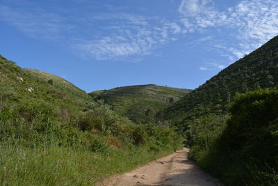 Scenic view of mountains against sky