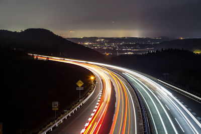 Light trails of cars on the highway