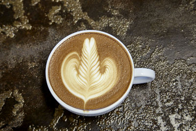 High angle view of coffee on table