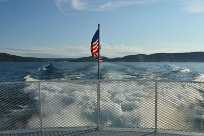 American flag in sea