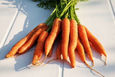 High angle view of vegetables on table