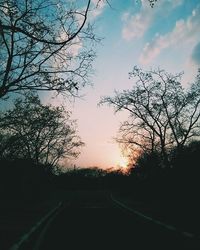 Empty road at sunset