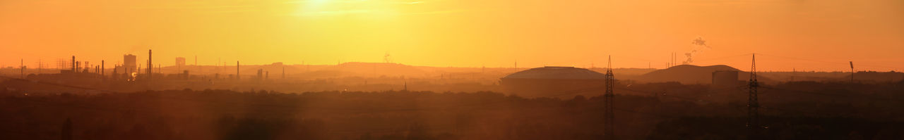 Panoramic view of landscape against sky during sunset