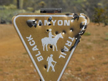 Close-up of information sign