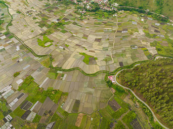 High angle view of buildings in city