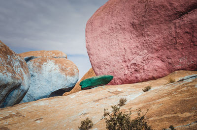 Low angle view of rock formations