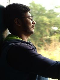 Young man looking away