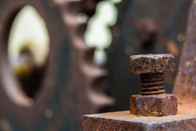 Close-up of rusty machine part