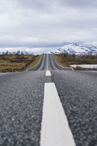 Surface level of road against sky