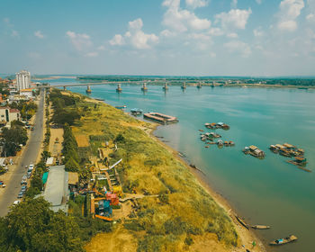 High angle view of sea against sky