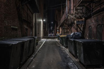 Dark empty back alley at night