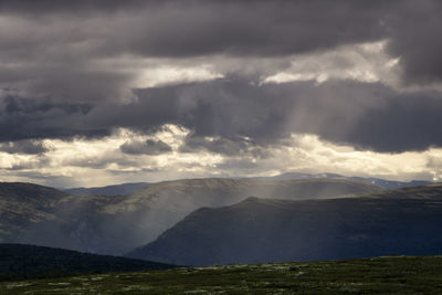 Scenic view of mountains against sky