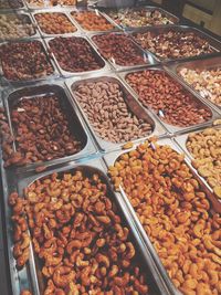 High angle view of food for sale in market