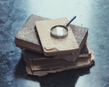 Close-up of open book on table