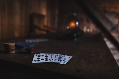 Close-up of objects on table