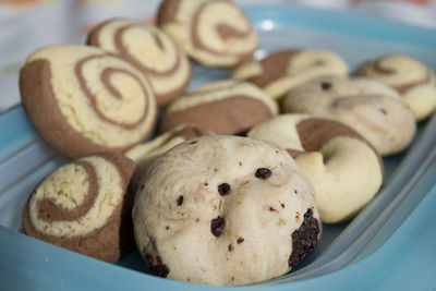 Close-up of cookies in plate