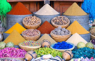 High angle view of food for sale