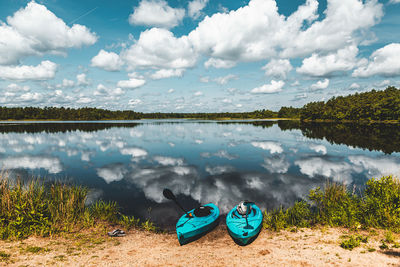Scenic view of lake against sky