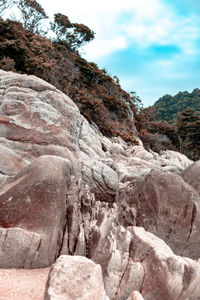 Scenic view of rock formation against sky