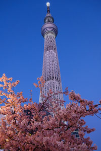 Low angle view of buildings against blue sky