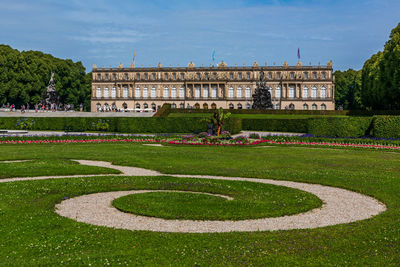 View of garden with building in background