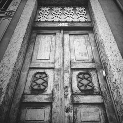 Low angle view of wooden door