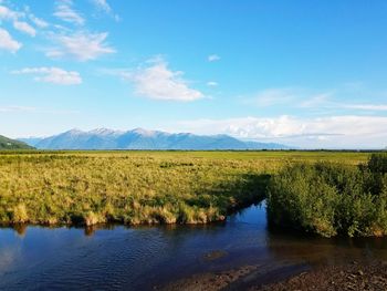 Scenic view of lake against sky