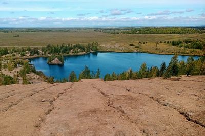 Scenic view of lake against sky