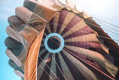 Low angle view of hot air balloon against sky