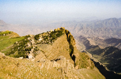 Scenic view of rocky mountains against sky