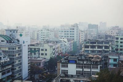 High angle view of buildings in city