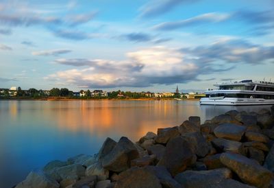 Scenic view of lake against sky