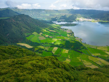 High angle view of landscape against sky