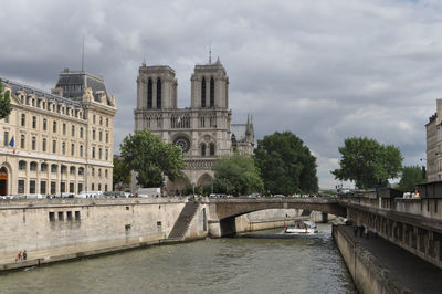 Notre dame cathedral next to river