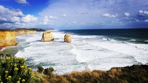 Scenic view of beach against sky