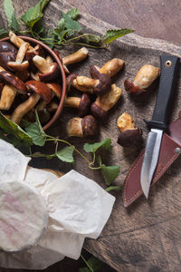 High angle view of ingredients on table