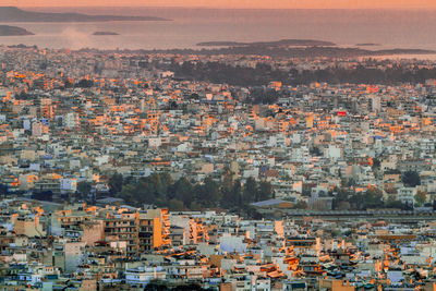 High angle view of townscape against sky