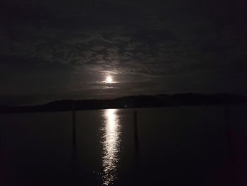 Scenic view of lake against sky at night