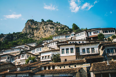 Low angle view of residential buildings against sky