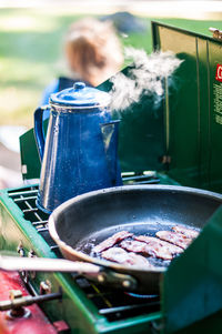 Close-up of person preparing food