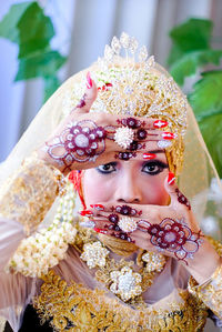 Portrait of bride in traditional clothing