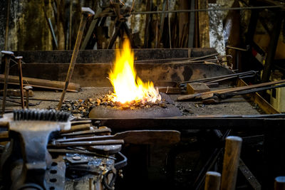 Bonfire on barbecue grill